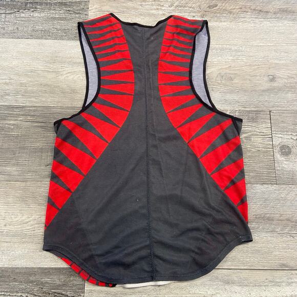 Vintage 80s 90s White Red Mens M Tank Top Spellout Swoosh Sporty Gym Muscle‎ Tee - Picture 5 of 9